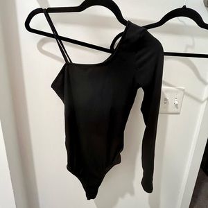 Black one sleeved fitted bodysuit- Polly & Esther